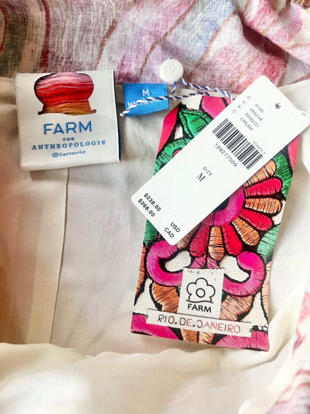 FARM Rio x Anthropologie Plunge-Neck Tropical Print Maxi Dress Size Medium NWT - Picture 9 of 13